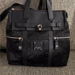henri bendel Black Nylon and Leather jetsetter backpack bag